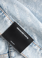 Alexanderwang.t Logo-print Bleached Denim Jacket Light Blue