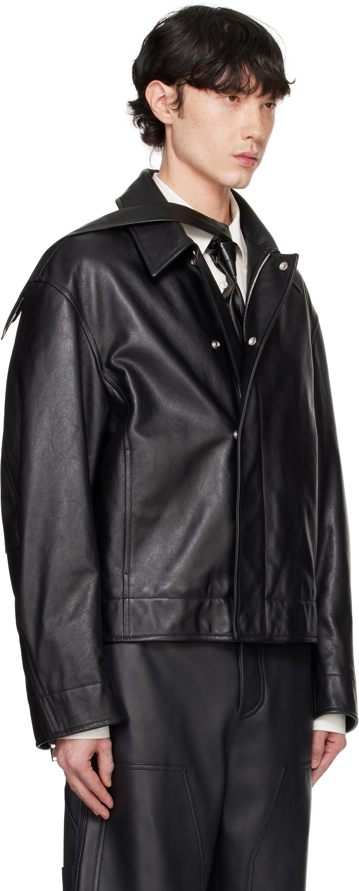 Bottega Veneta Black Natural Calf Leather Jacket Bottega Veneta
