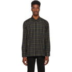 Neil Barrett Black and Khaki Plaid Military Shirt