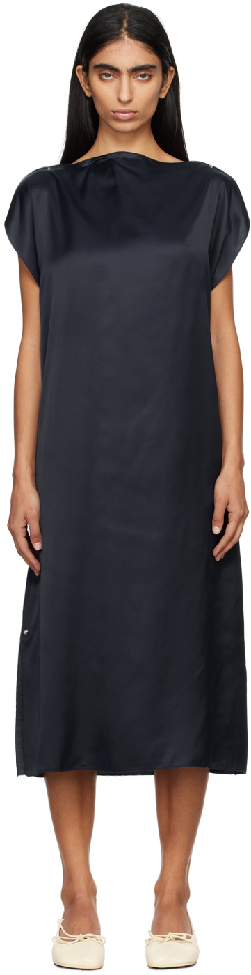 トップス Baserange clavo dress XS Clavo Dress in Blue Black | Ecovero satin | en | Baserange