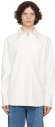 Bottega Veneta White Pinstripe Leather Shirt
