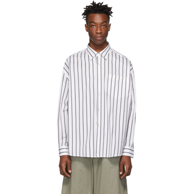 Photo: AMI Alexandre Mattiussi White and Black Pinstripe Shirt