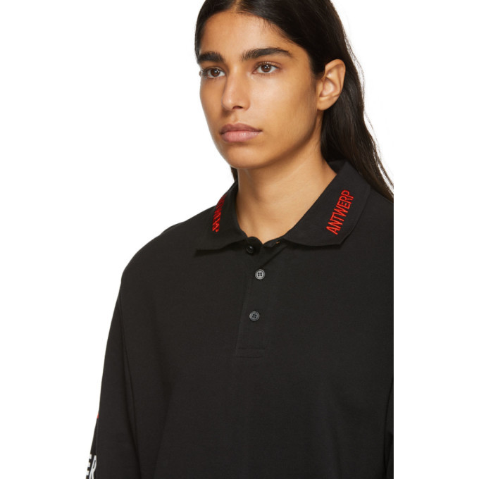Vier Black Logo Long Sleeve Polo