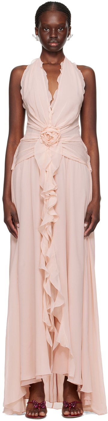 Blumarine Pink Ruffles Maxi Dress Blumarine