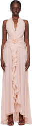 Blumarine Pink Ruffles Maxi Dress