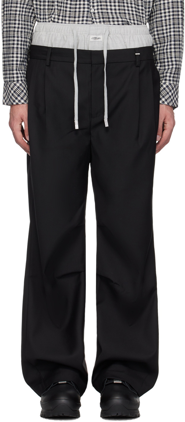 C2H4 Black & Gray Lounger Layered Pants