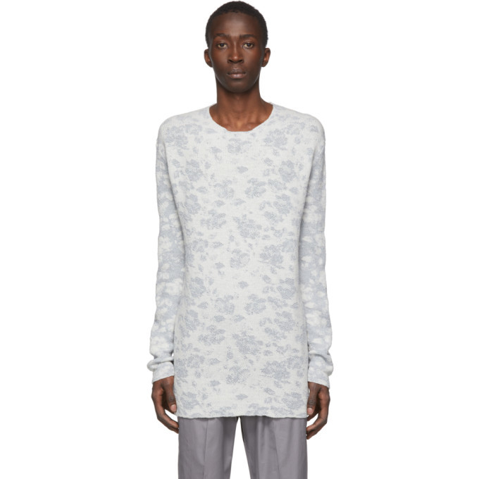 Photo: Jil Sander White Jacquard Open Crewneck Sweater