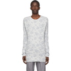 Jil Sander White Jacquard Open Crewneck Sweater