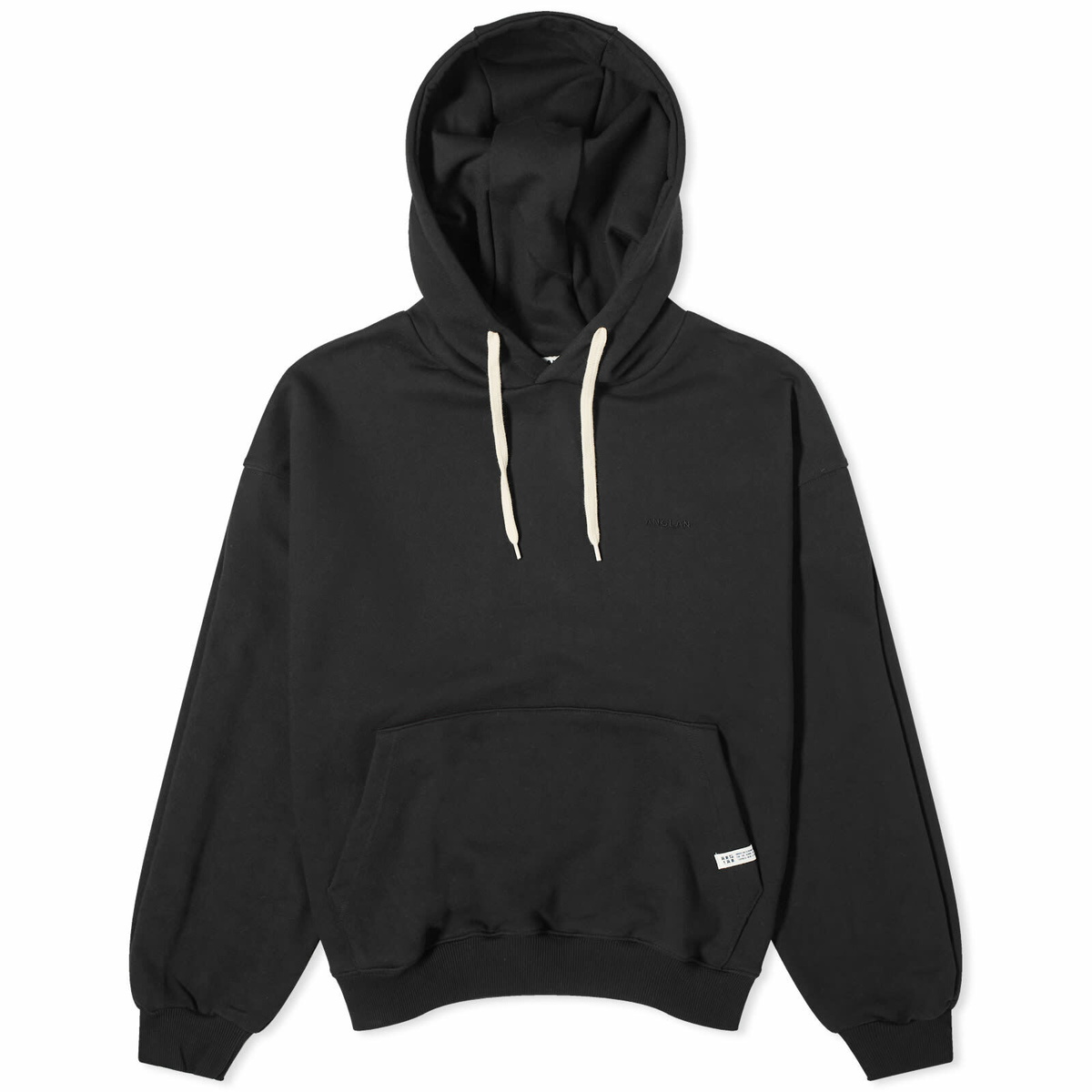 Anglan Men's Valley Tuck Balloon Hoodie in Black Anglan