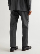 TOM FORD - Slim-Fit Tapered Striped Wool and Silk-Blend Suit Trousers - Gray