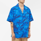 Valentino Men's Camo Print Vacation Shirt in Camou Blu Divisa