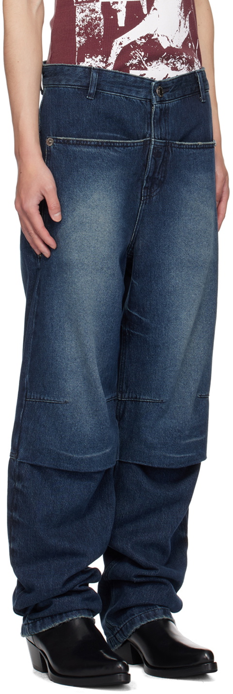lesugiatelier Navy Knee Tuck Jeans