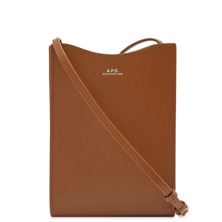 Photo: A.P.C. Men's Jamie Leather Neck Pouch in Cappuccino