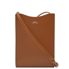 A.P.C. Men's Jamie Leather Neck Pouch in Cappuccino