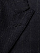 Kingsman - Oxford Slim-Fit Double-Breasted Pinstriped Wool Suit Jacket - Blue
