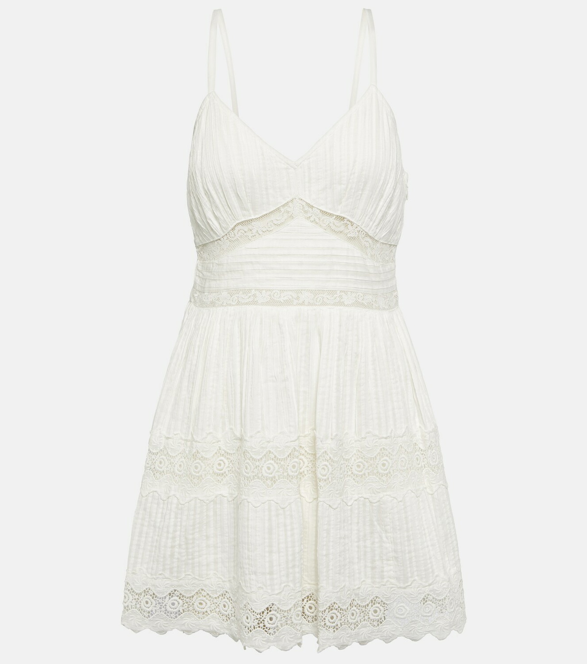 LoveShackFancy Cinnamon lace-trimmed cotton minidress