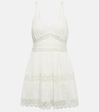 LoveShackFancy Cinnamon lace-trimmed cotton minidress