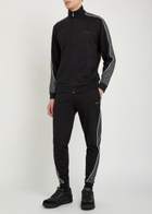 Boss Logo Panelled Cotton-blend Track Jacket Black