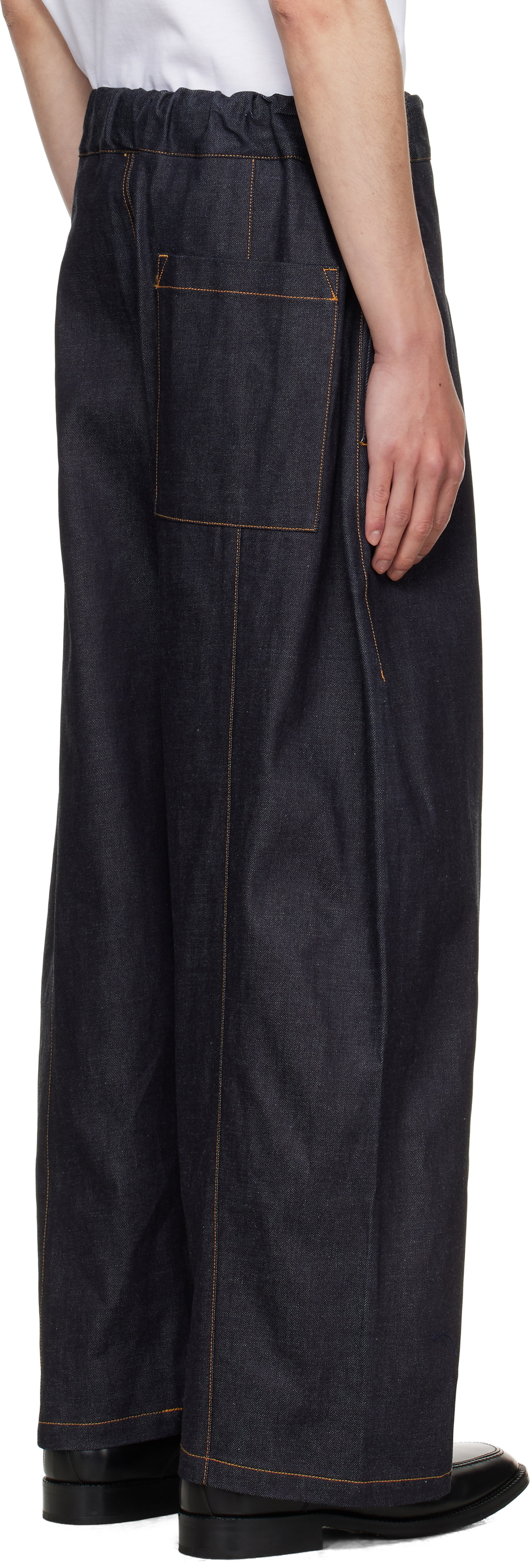 SAGE NATION Navy Box Pleat Jeans