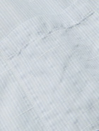 Folk - Button-Down Collar Striped Cotton and Linen-Blend Shirt - Blue