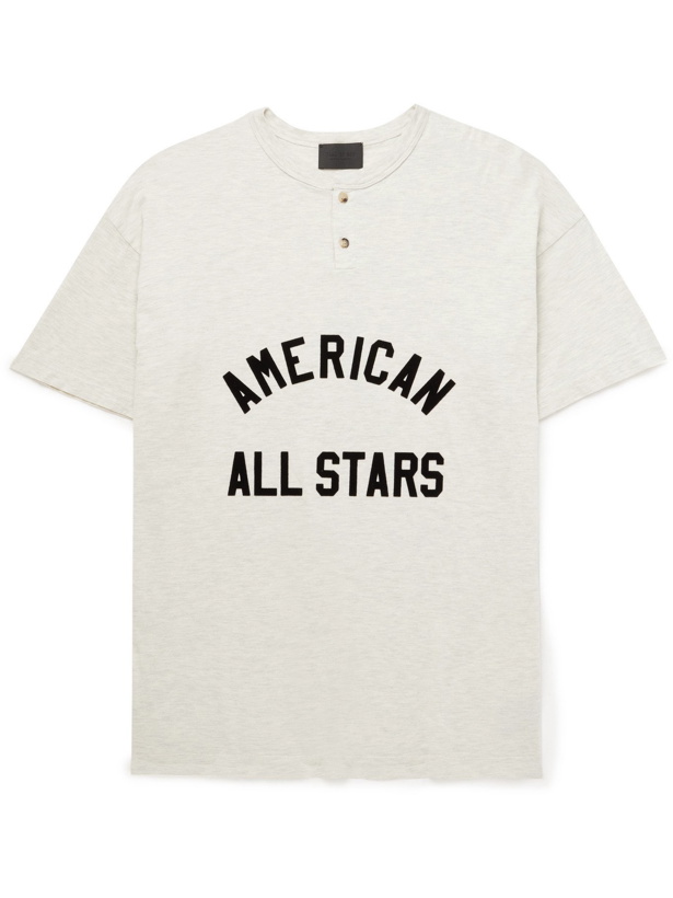Photo: FEAR OF GOD - All Star Flocked Cotton-Jersey T-Shirt - Neutrals