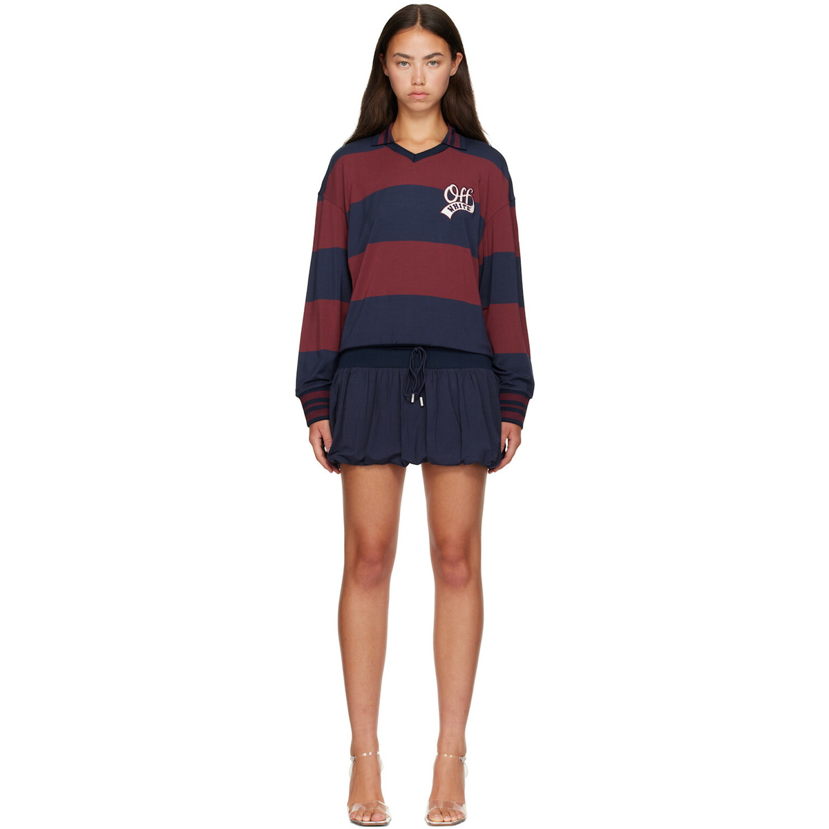 Off-White Navy Striped Interlock Polo Minidress