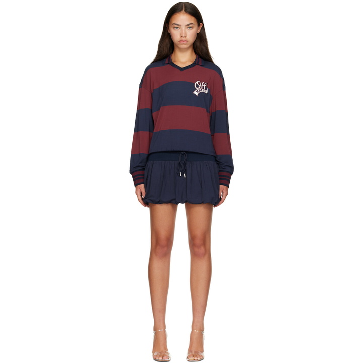 Photo: Off-White Navy Striped Interlock Polo Minidress