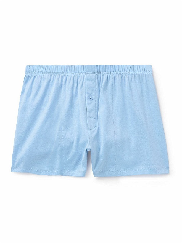 Photo: Hanro - Mercerised Cotton-Jersey Boxer Shorts - Blue