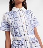 Self-Portrait Embroidered paisley cotton midi dress