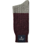 Corgi - Colour-Block Ribbed Merino Wool, Silk and Cashmere-Blend Socks - Multi
