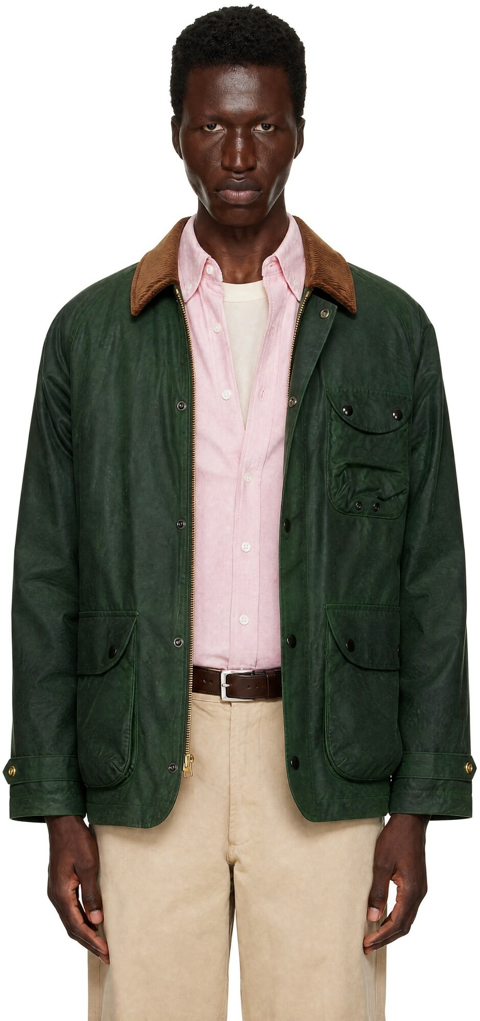 Drake's Green Waxed Coverall Jacket