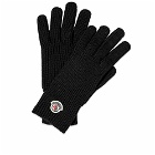 Moncler Men's Logo Gloves in Black