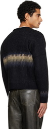 TONYWACK Black Alpaca Jacquard Knitted Cardigan