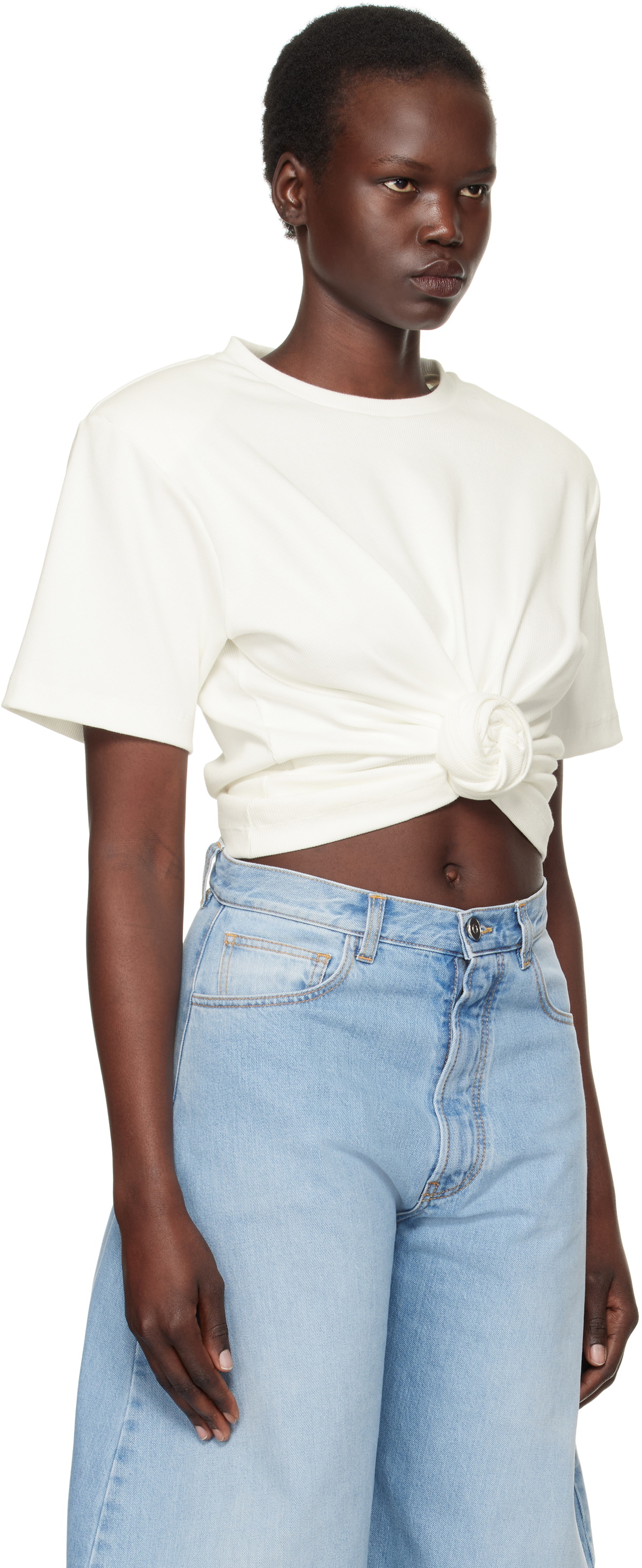 Tシャツ・カットソー Magda Butrym Cropped Knotted T-Shirt With Twist Design Magda Butrym Cropped Knotted T-Shirt With Twist Design