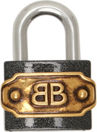 Balenciaga Black & Silver BB Padlock Bag Charm
