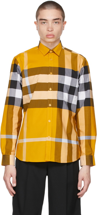 Photo: Burberry Yellow Check Stretch Poplin Shirt
