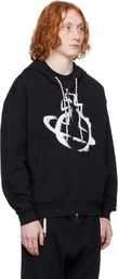 Vivienne Westwood Black Stencil Orb Rugged Zip Hoodie