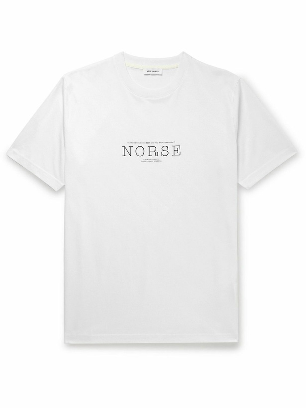 Photo: Norse Projects - Johannes Logo-Print Cotton-Jersey T-Shirt - White