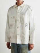 Neighborhood - Corduroy-Trimmed Paint-Splattered Denim Jacket - White