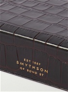 Smythson - Mara Croc-Effect Leather Cufflink Box