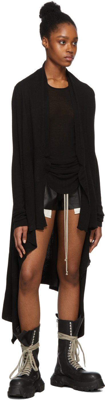 Rick Owens Black Long Wrap Cardigan Rick Owens