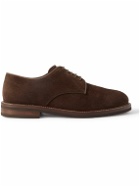 Brunello Cucinelli - Leather-Trimmed Suede Derby Shoes - Brown