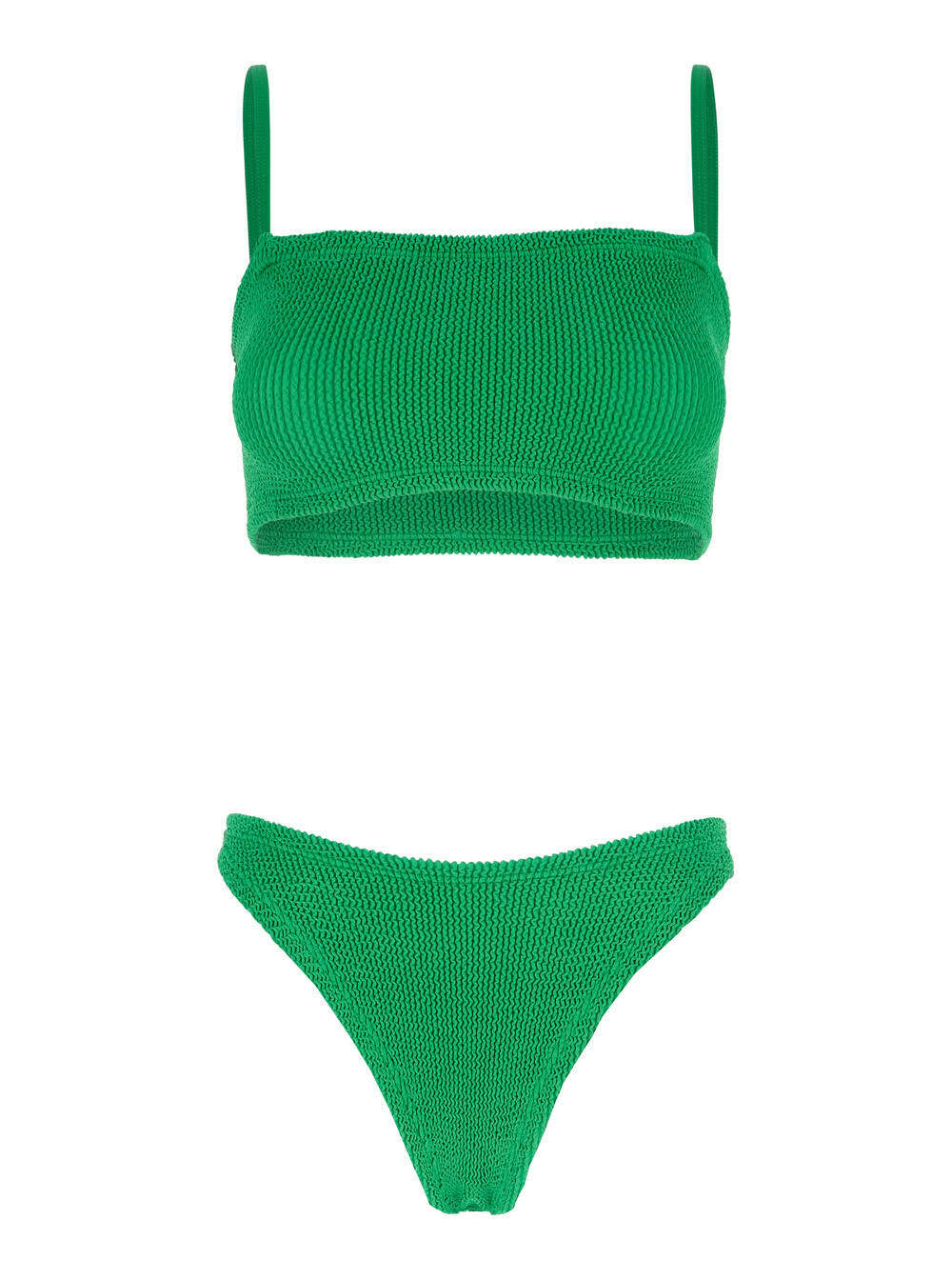 Hunza G gigi Green Bikini With Square Neckline And Thin Straps In Ribbed Fabric Woman