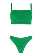 Hunza G gigi Green Bikini With Square Neckline And Thin Straps In Ribbed Fabric Woman