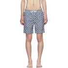 Onia Blue Hand Drawn Checker The Charles 7 Swim Shorts