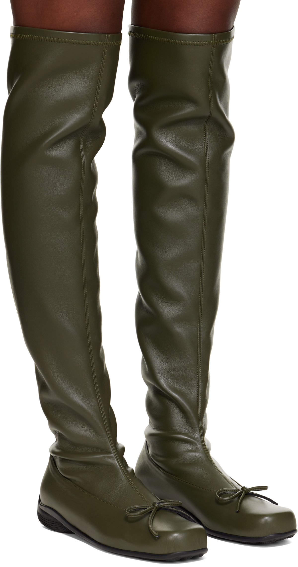 OPEN YY Khaki Thigh High Ballet Boots