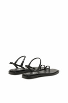 Diesel D-AMBER - Sandal in leather with metallic logo - Sandals Womens in Black