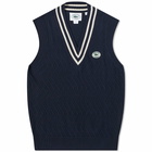 Sporty & Rich x Lacoste Zig Zag Vest in Marine/Farine