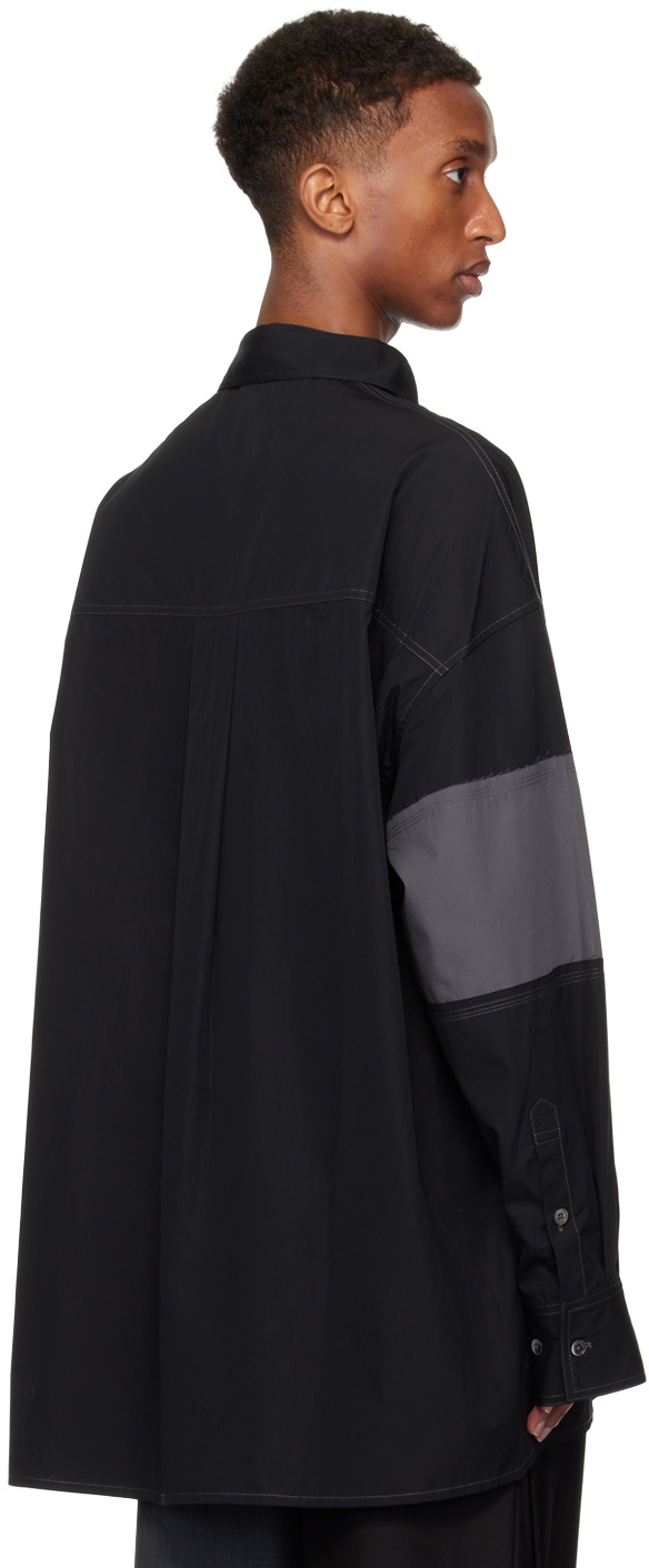 Feng Chen Wang Black Deconstructed Patchwork Shirt Feng Chen