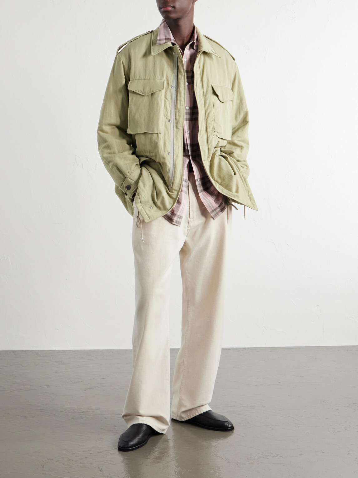 Auralee - Padded Silk and Linen Parka - Green